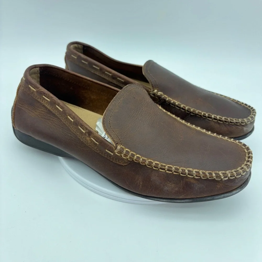 FRYE & CO. Mens Brown Leather Driving Loafers Moc Toe Slip On Shoes‎ Comfort 8.5